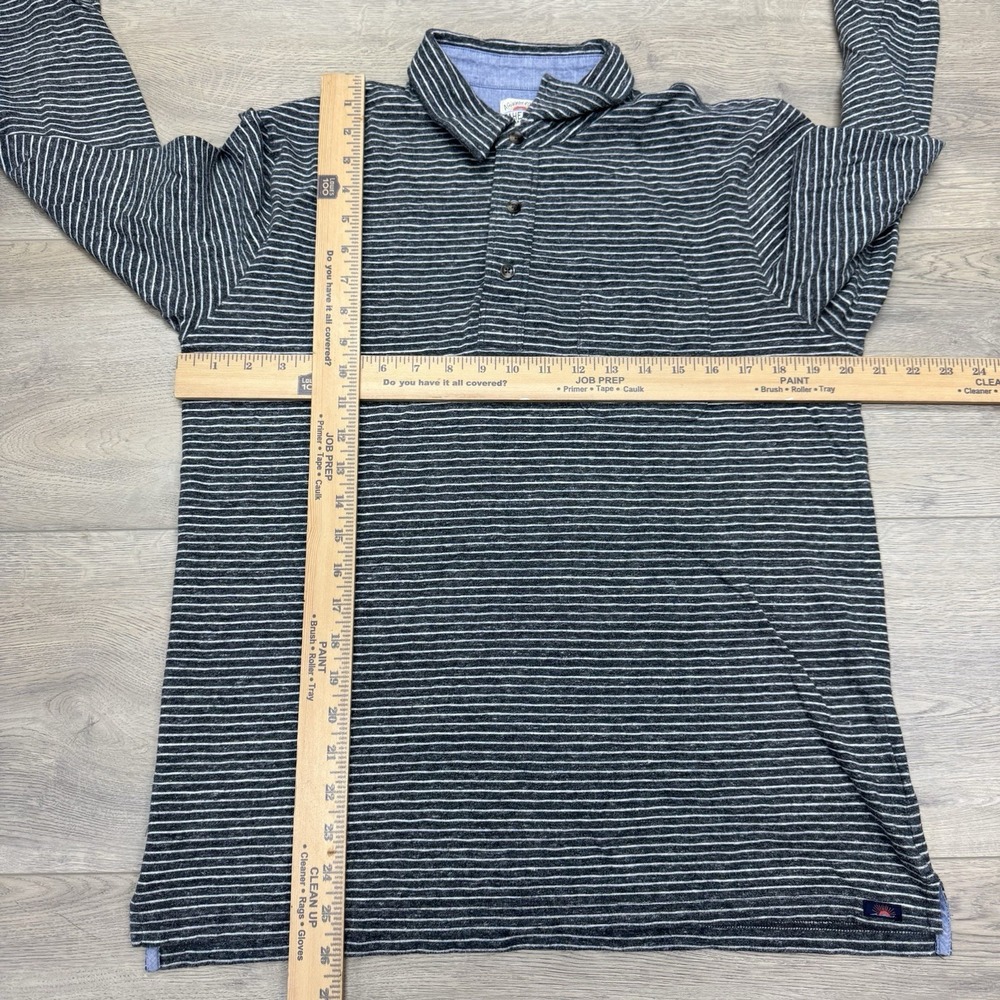 Faherty Gray Striped Men's L/S Polo Shirt Sz M Smart Casual Preppy - Picture 3 of 9